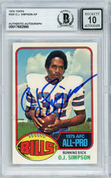 1976 Topps #300 O.J. Simpson Buffalo Bills BGS Autograph 10
