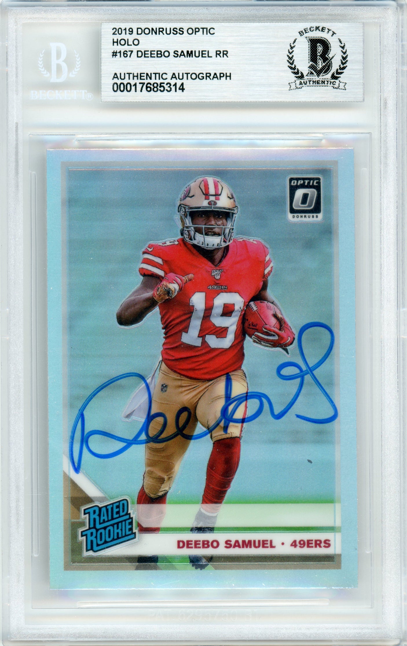 2019 Donruss Optic Holo Rated Rookie #167 Deebo Samuel 49ers BGS Auto