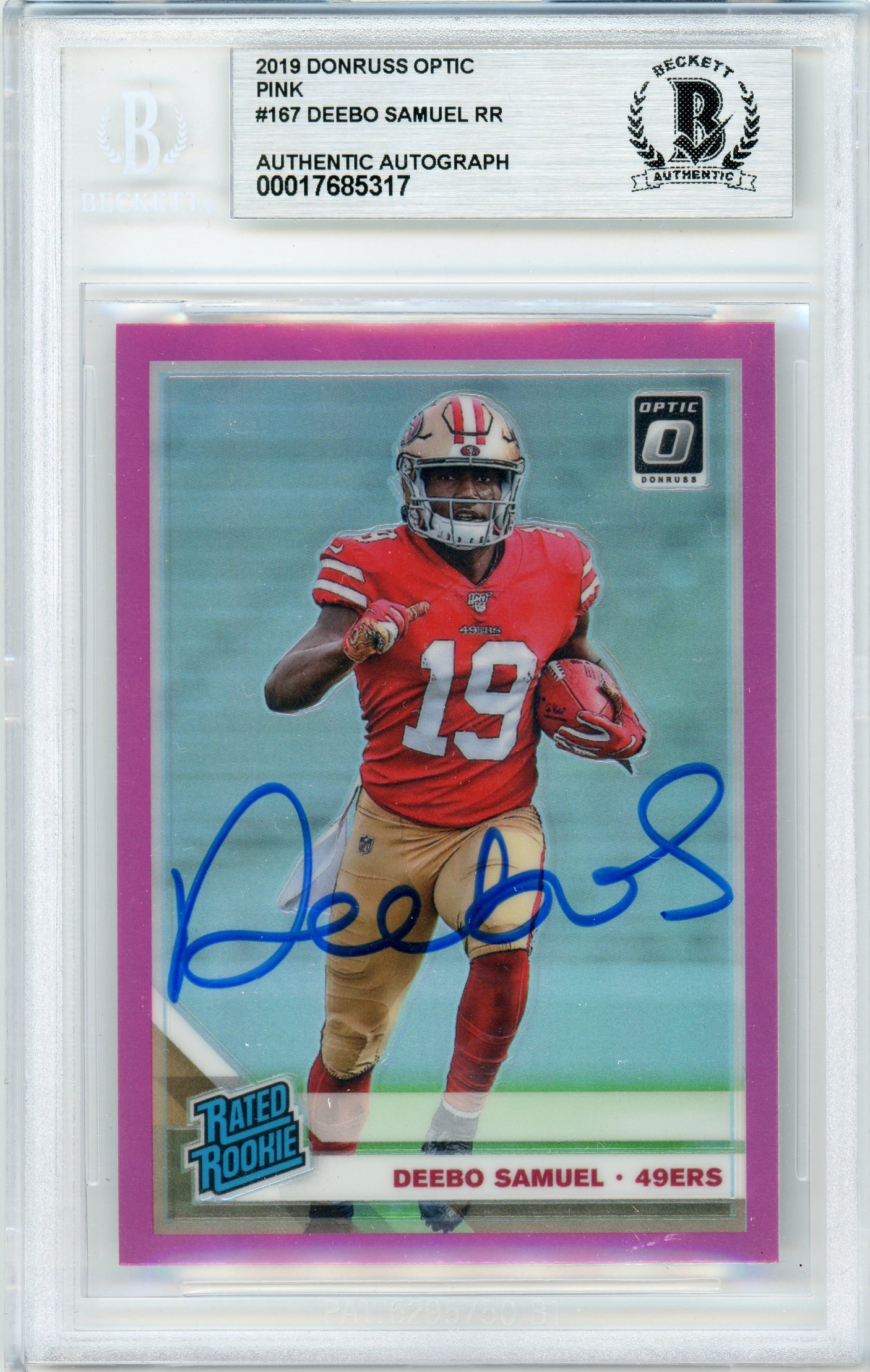 2019 Donruss Optic Pink Holo Rated Rookie #167 Deebo Samuel 49ers BGS Auto