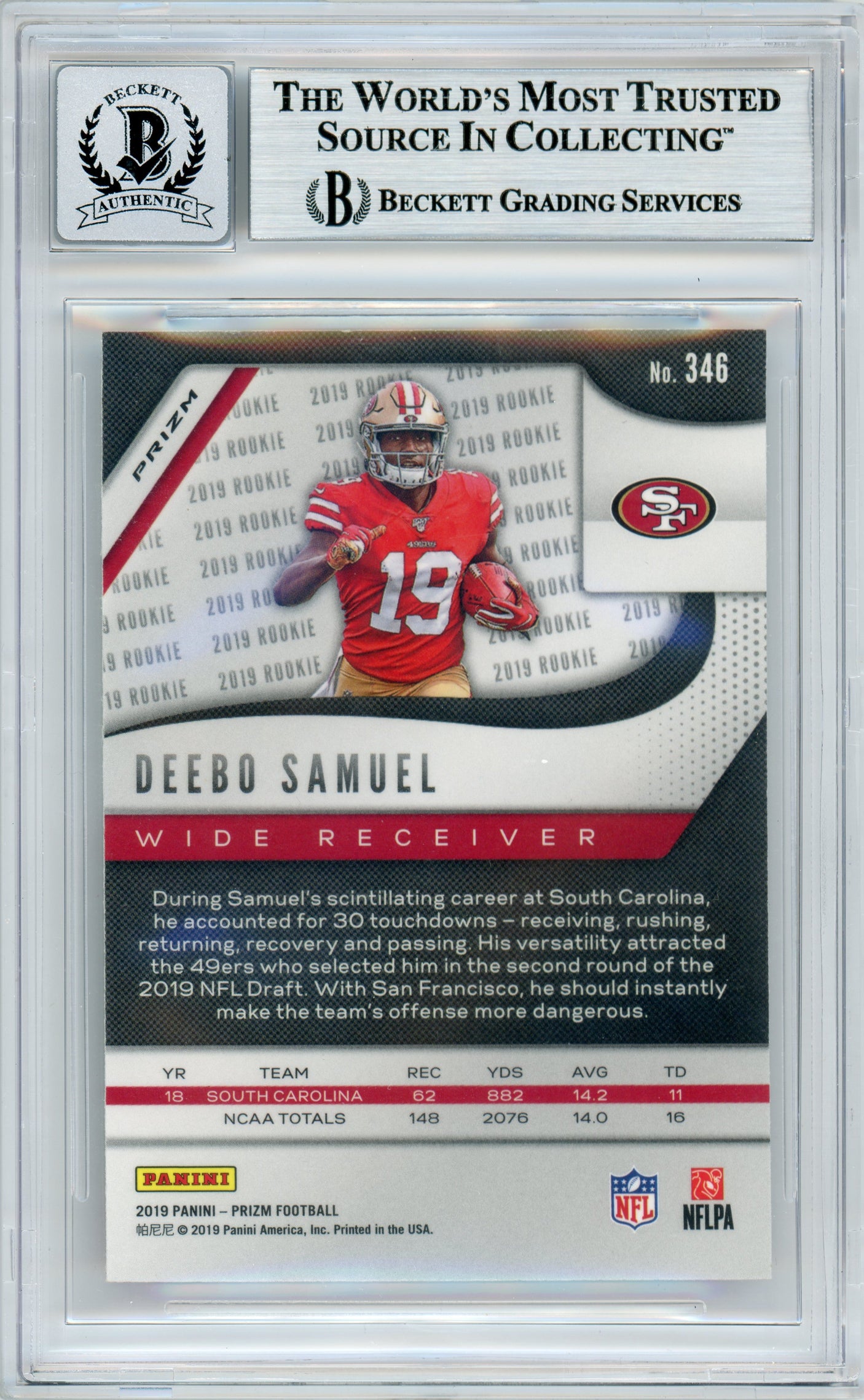 2019 Panini Prizm Silver #346 Deebo Samuel RC 49ers BGS Autograph 10