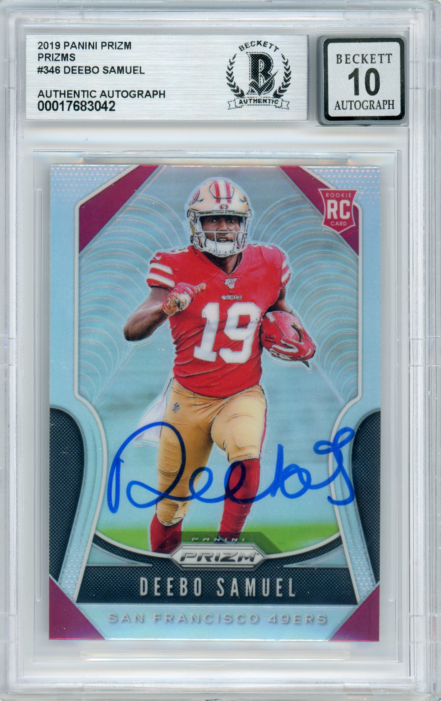 2019 Panini Prizm Silver #346 Deebo Samuel RC 49ers BGS Autograph 10