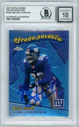 2003 Topps Chrome Record Breakers #RB21 Michael Strahan Giants BGS Autograph 10