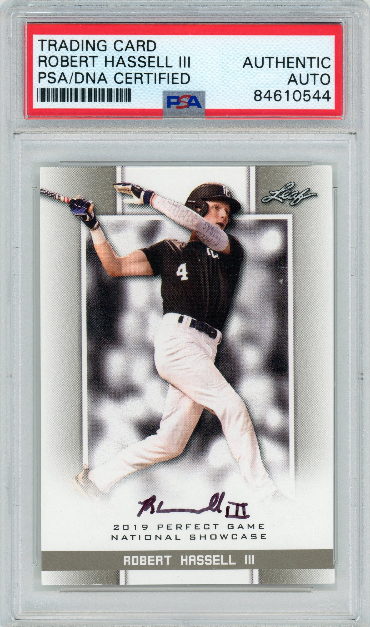 2019 Leaf Perfect Game #74 Robert Hassell III RC Nationals PSA Autograph