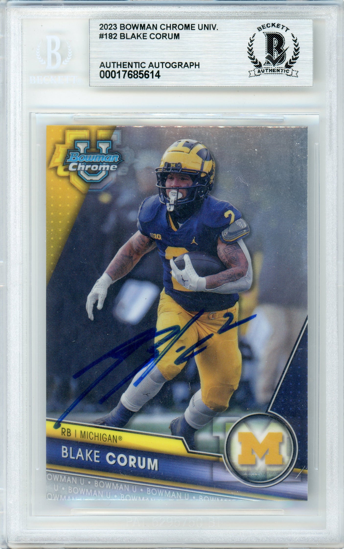 2023 Bowman Chrome U #182 Blake Corum Michigan BGS Autograph