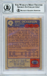 1985 Topps Box Bottoms #D Eric Dickerson w/ "HOF" Insc. Rams BGS Autograph 10