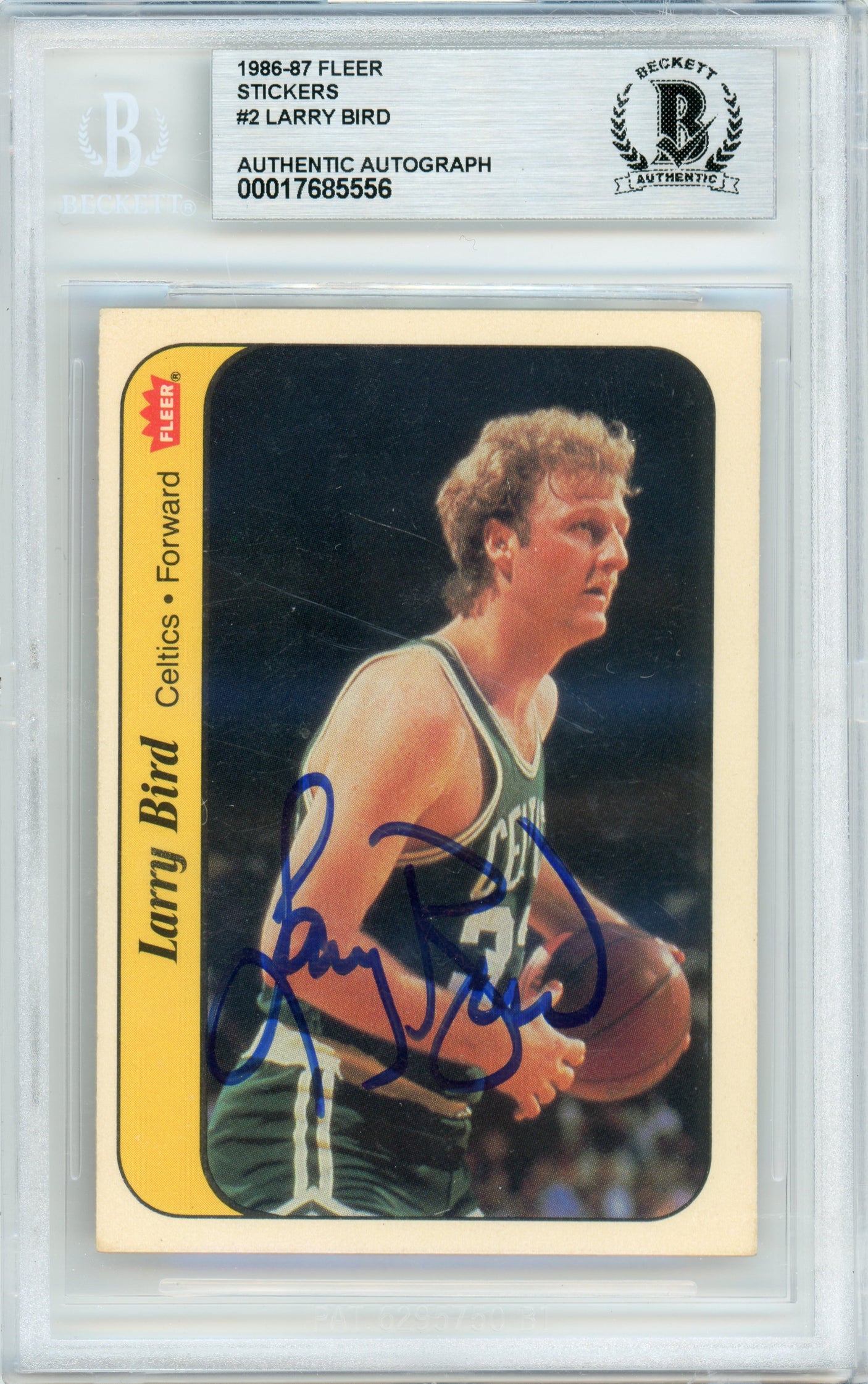 1986-87 Fleer Stickers #2 Larry Bird Boston Celtics BGS Autograph