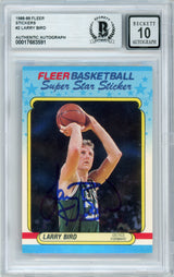 1988-89 Fleer Stickers #2 Larry Bird Celtics BGS Autograph 10