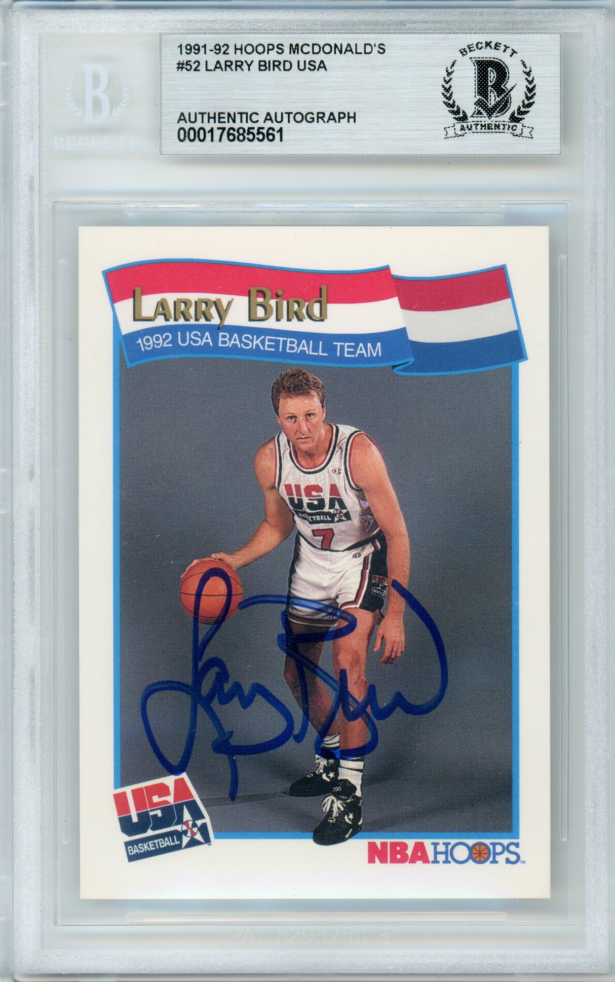 1991-92 Hoops McDonald's #52 Larry Bird USA BGS Autograph
