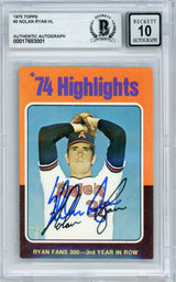 1975 Topps Highlights #5 Nolan Ryan Angels BGS Autograph 10