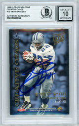 1996 Fleer Ultra Sensations Creative Chaos #1E Emmitt Smith & Deion Sanders Cowboys BGS Auto 10