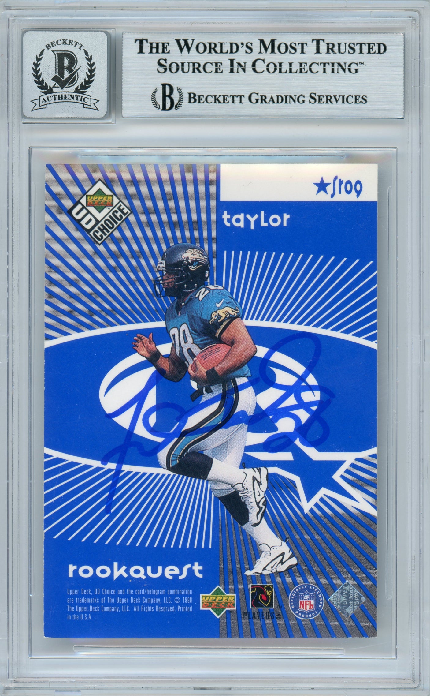 1998 UD Choice Starquest Blue #SR9 Emmitt Smith & Fred Taylor RC BGS Autograph 10