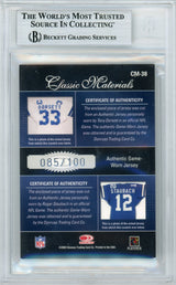 2003 Donruss Classics- Classic Materials #CM38 Staubach & Dorsett /100 Game Used Cowboys BGS Auto