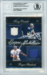 2003 Donruss Classics- Classic Materials #CM38 Staubach & Dorsett /100 Game Used Cowboys BGS Auto