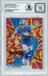 2020 Panini Mosaic Reactive Gold #77 T.J. Hockenson Lions BGS Autograph 10