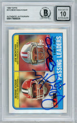 1988 Topps Passing Leaders #215 Joe Montana & Bernie Kosar BGS Autograph 10