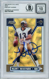 2002 Pacific Exclusive Gold #144 Kurt Warner Rams BGS Autograph 10