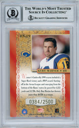 2000 Donruss Elite Series #ES-19 Kurt Warner Rams /2500 BGS Autograph 10