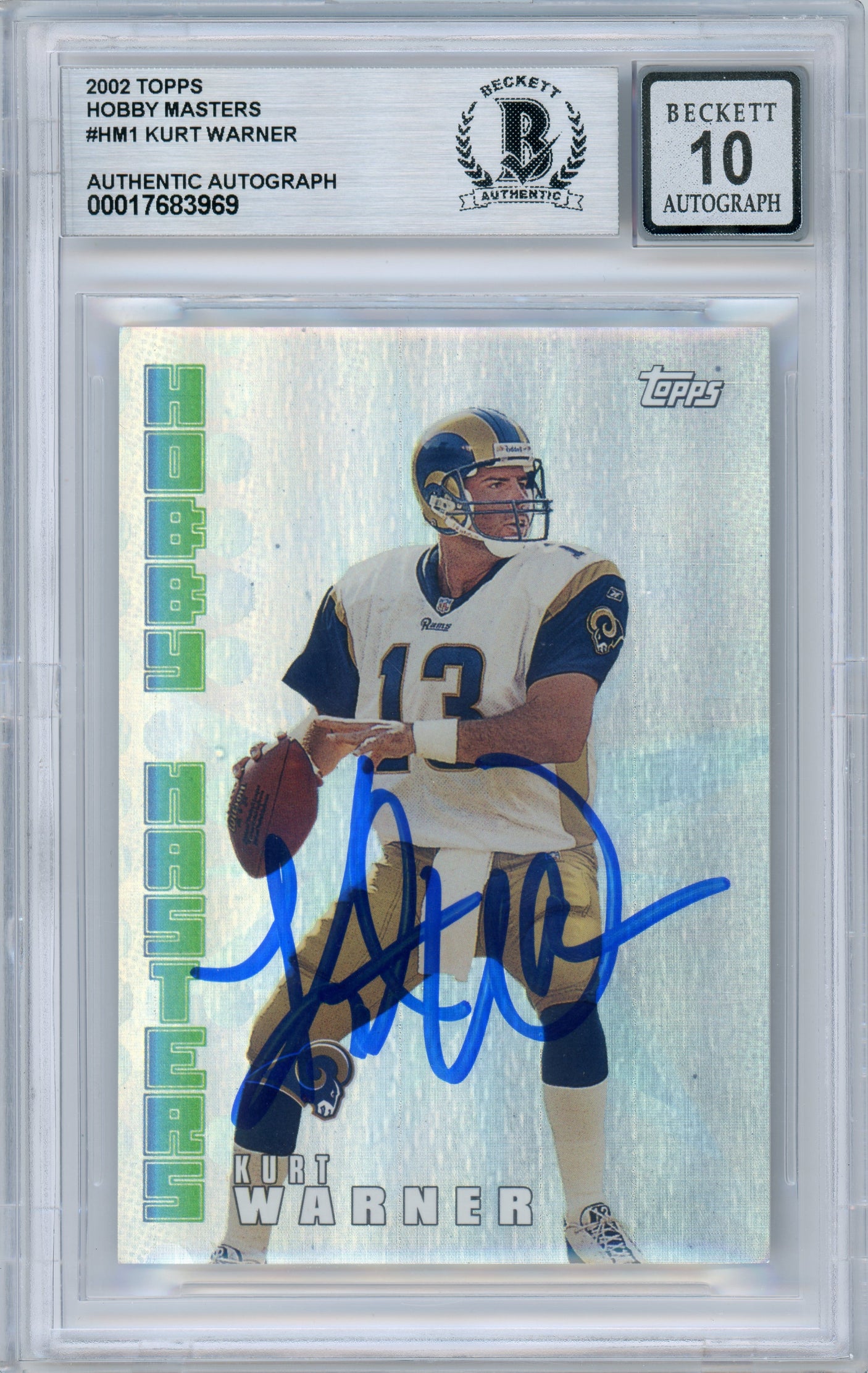 2002 Topps Hobby Masters #HM1 Kurt Warner Rams BGS Autograph 10