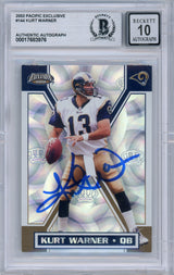 2002 Pacific Exclusive #144 Kurt Warner Rams BGS Autograph 10