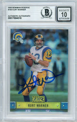 2000 Bowman Reserve #100 Kurt Warner Rams BGS Autograph 10