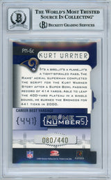 2001 Donruss Elite Prime Numbers Die Cuts #PN-6C Kurt Warner /440 Rams BGS Auto 10