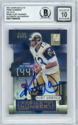 2001 Donruss Elite Prime Numbers Die Cuts #PN-6C Kurt Warner /440 Rams BGS Auto 10