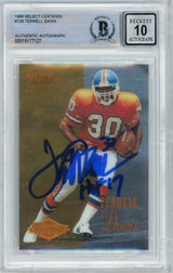 1995 Select Certified #126 Terrell Davis RC w/ "HOF" Insc. Broncos BGS Autograph 10