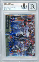 1992 Playoff #100 Warren Moon w/ "HOF" Houston Oilers BGS Autograph 10