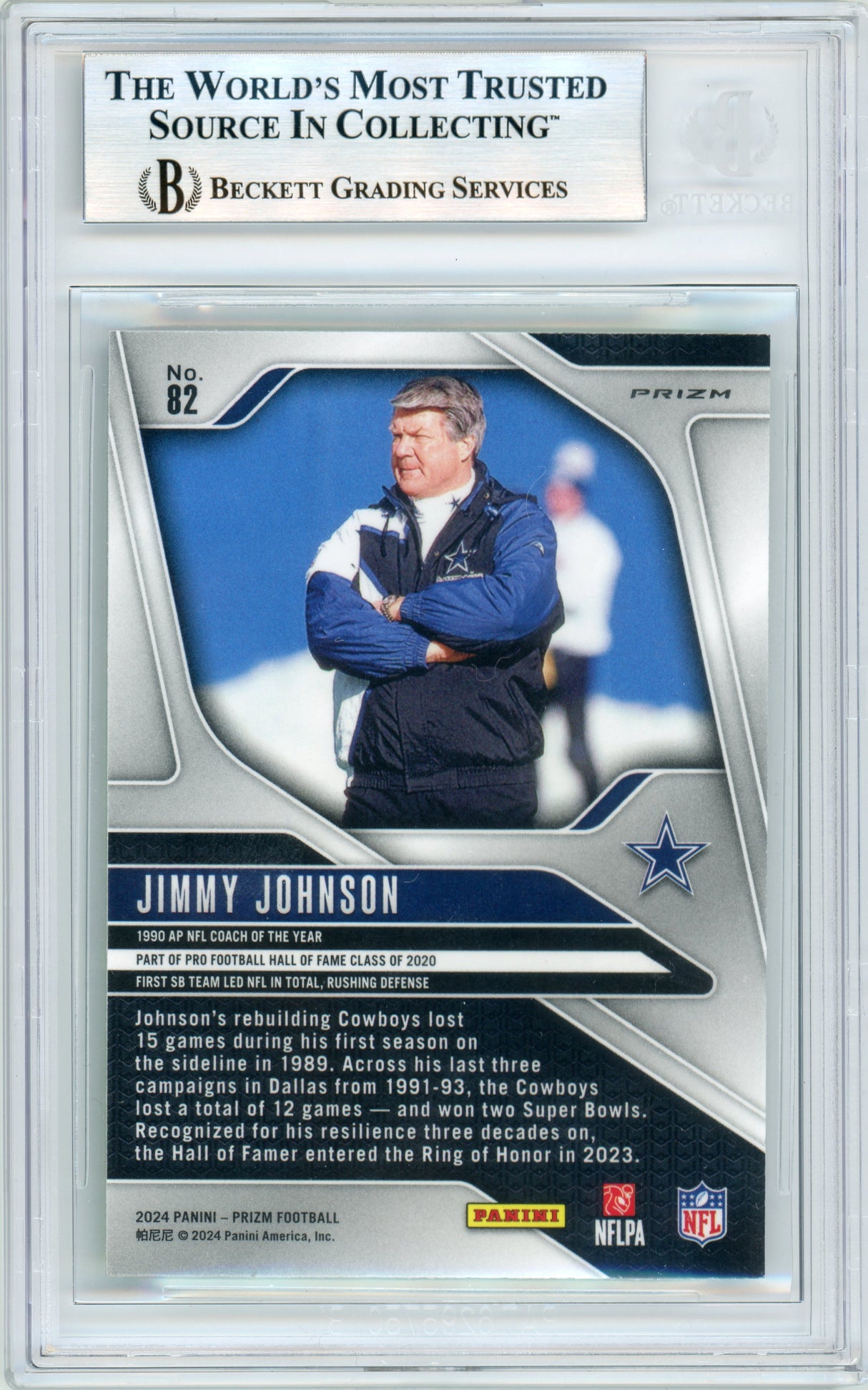 2024 Panini Prizm - Neon Green Puslar #82 Jimmy Johnson Cowboys BGS Autograph