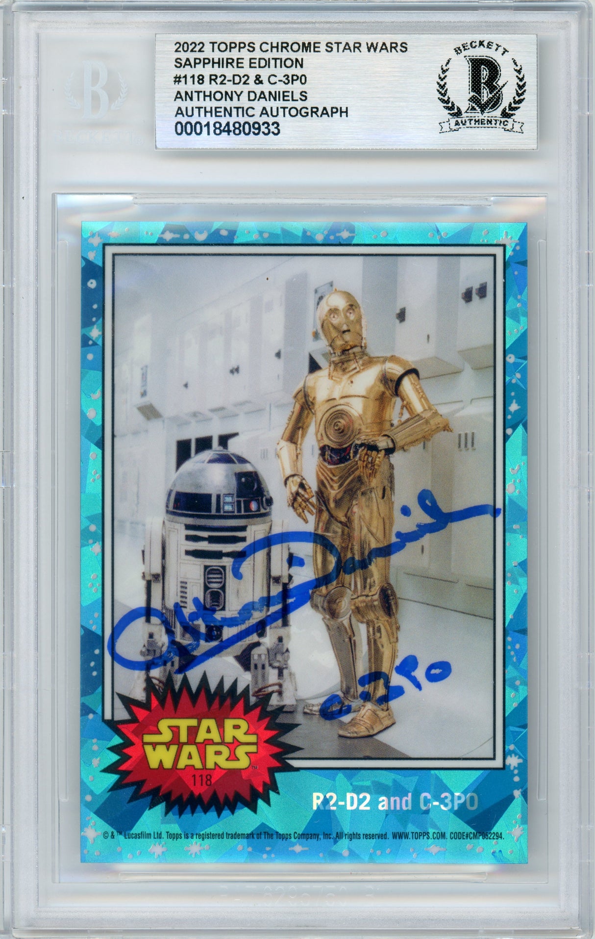 2022 Topps Chrome Star Wars - Blue Saphire Edition #118 Anthony Daniels BGS Autograph