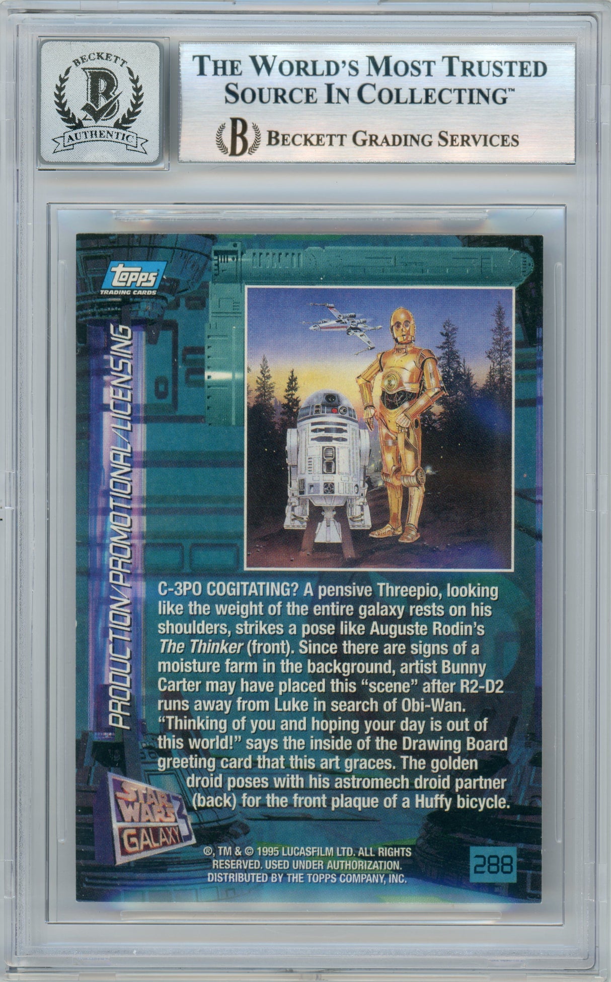 1995 Topps Star Wars Galaxy - C3P0 Thinker #288 Anthony Daniels BGS Autograph 10