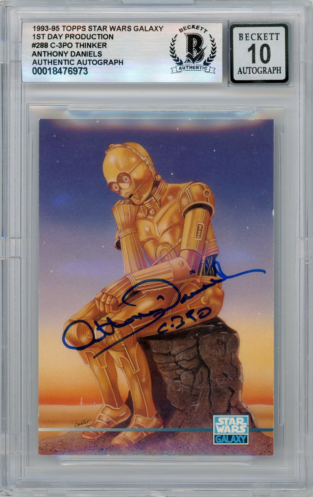1995 Topps Star Wars Galaxy - C3P0 Thinker #288 Anthony Daniels BGS Autograph 10