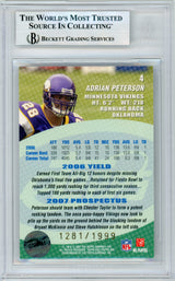 2007 E-Topps - Refractor /1999 #4 Adrian Peterson Rookie Vikings BGS Autograph