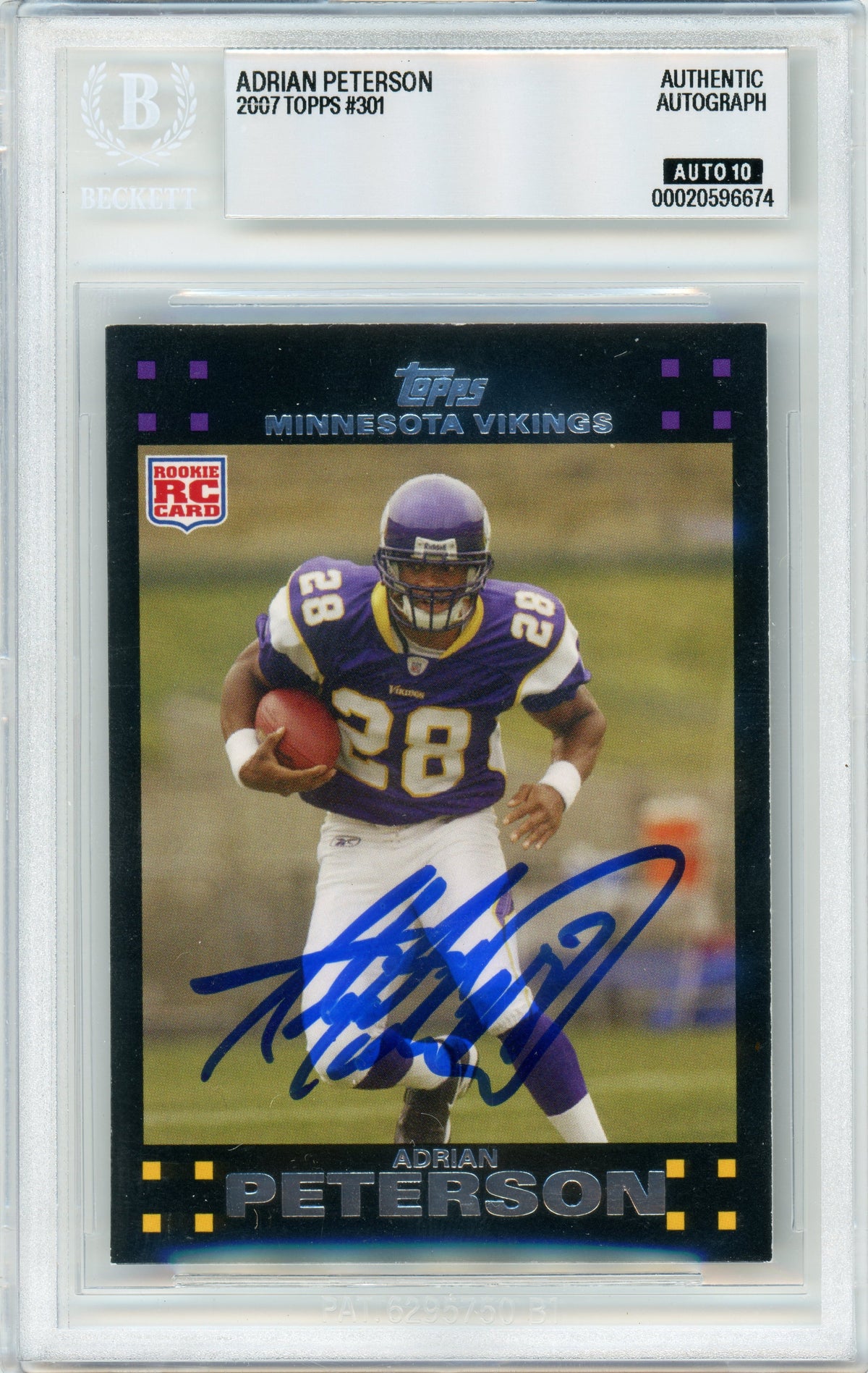 2007 Topps #301 Adrian Peterson Rookie BGS Autograph 10