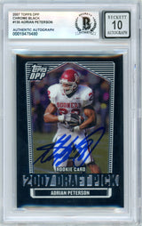 2007 Topps DPP Chrome - Black #135 Adrian Peterson Rookie Oklahoma BGS Autograph 10