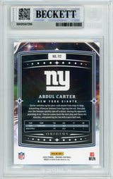 2025 Origins - Blue Holo /199 #112 Abdul Carter Rookie New York Giants BGS Auto 10