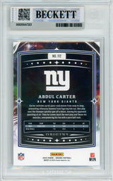2025 Origins - Red Holo /299 #112 Abdul Carter RC New York Giants BGS Autograph 10