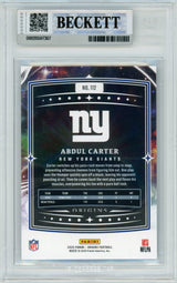 2025 Origins - Turquoise Holo /99 #112 Abdul Carter RC New York Giants BGS Autograph 10
