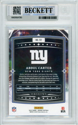 2025 Origins - Orange Holo /249 #112 Abdul Carter RC New York Giants BGS Autograph 10