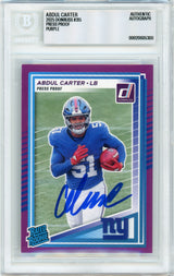 2025 Donruss - Purple Press Proof #315 Abdul Carter RC New York Giants BGS Autograph