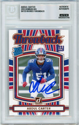 2025 Donruss - Throwback #49 Abdul Carter RC New York Giants BGS Autograph 10