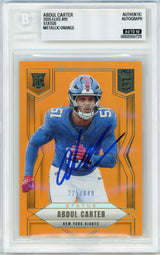 2025 Elite - Status Metallic Orange /849 #111 Abdul Carter RC New York Giants BGS Auto 10