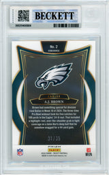 2024 Select - White Prizm /35 #2 AJ Brown Philadelphia Eagles BGS 9 Auto 10