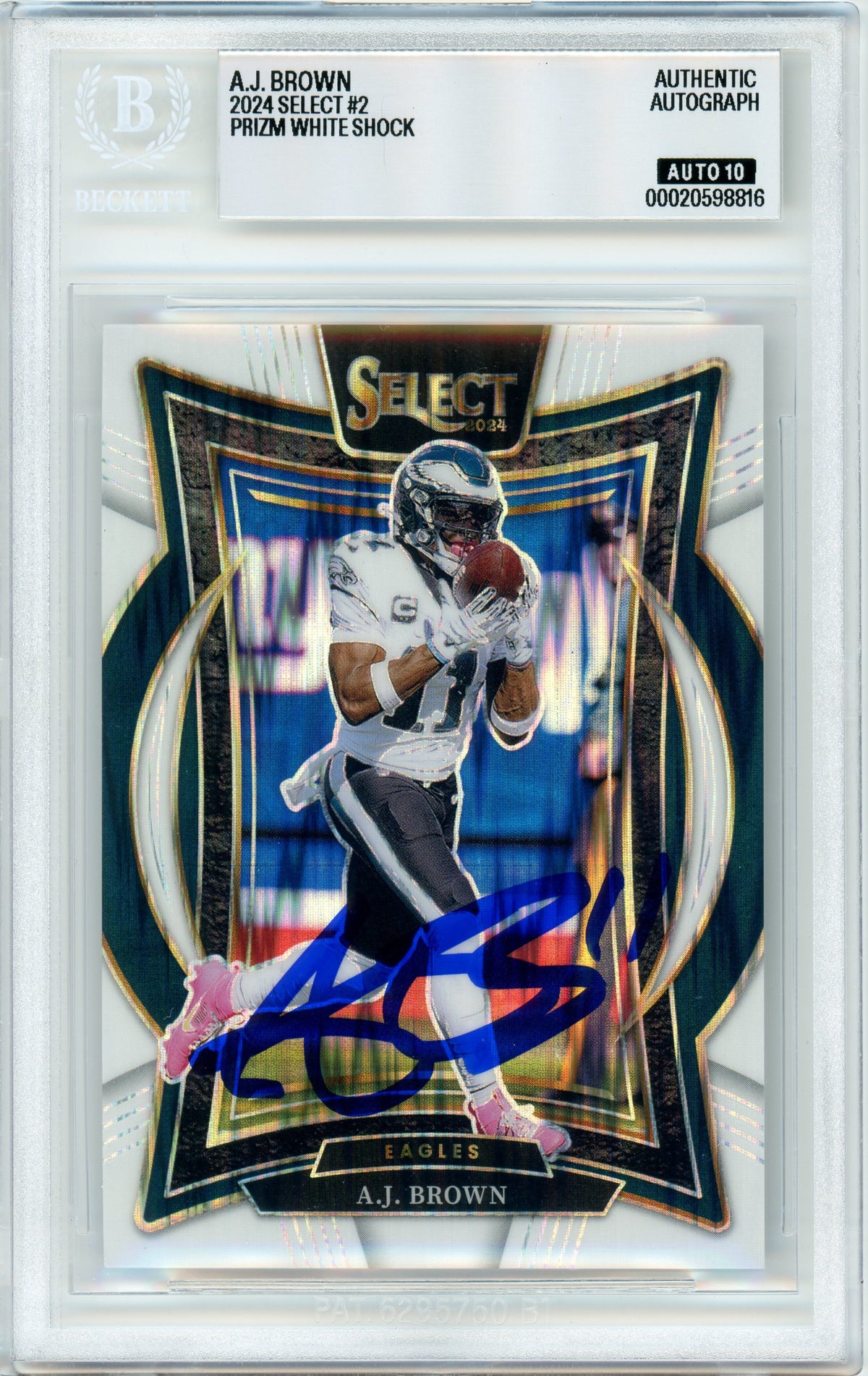 2024 Select - White Shock Prizm /199 #2 AJ Brown Philadelphia Eagles BGS Auto 10