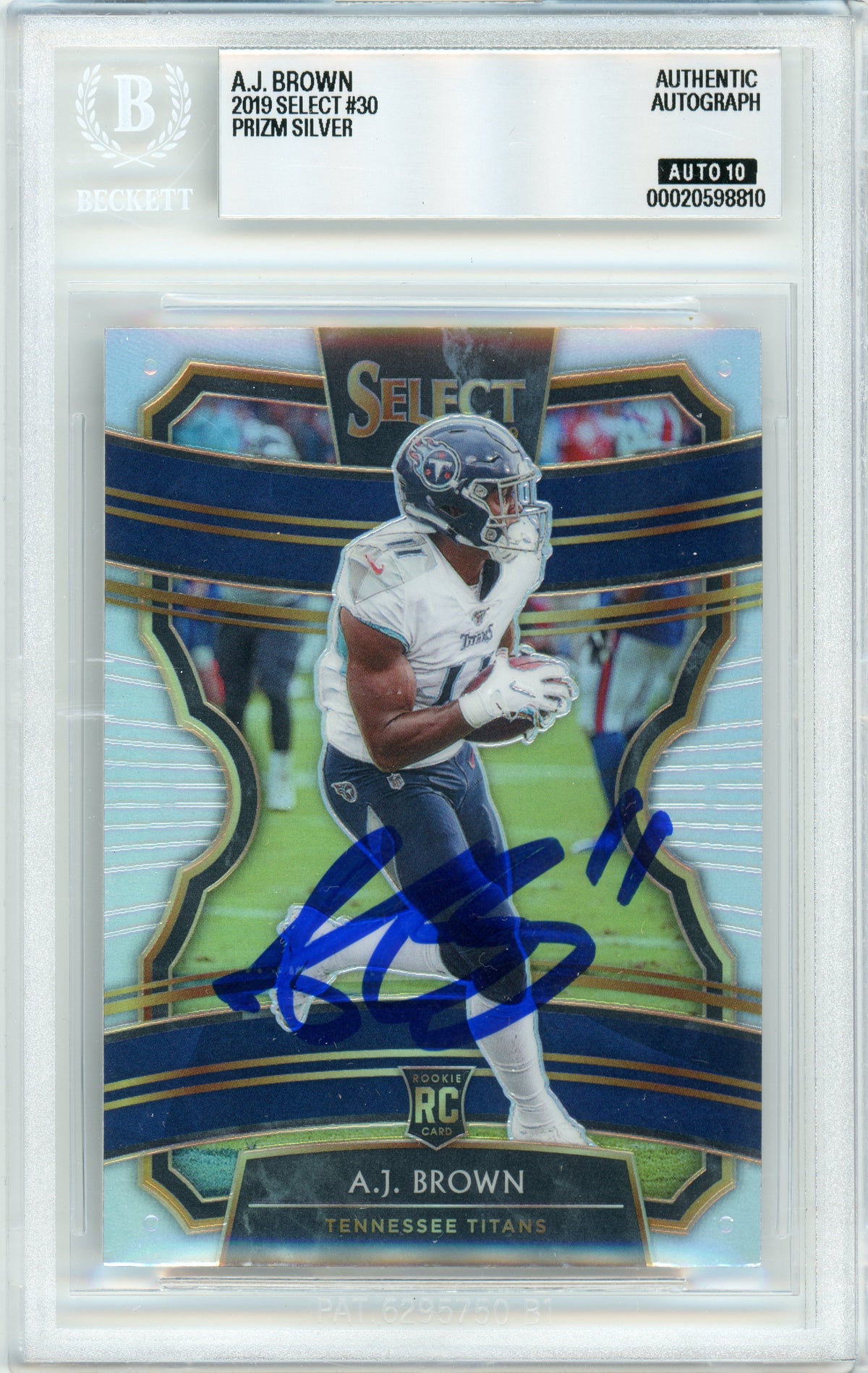 2019 Select - Silver Prizm #30 AJ Brown RC Tennessee Titans BGS Autograph 10
