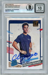 2023 Donruss - Portrait #46 Christian Gonzalez RC New England Patriots BGS Autograph 10