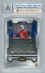 2023 Prizm #369 Christian Gonzalez RC New England Patriots BGS Autograph 10