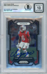 2023 Prizm #369 Christian Gonzalez RC New England Patriots BGS Autograph 10