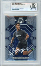2023 Mosaic #300 Christian Gonzalez RC New England Patriots BGS Autograph