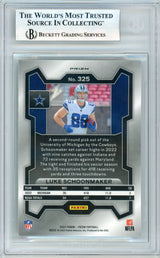 2023 Prizm - Green Prizm #325 Luke Schoonmaker RC Dallas Cowboys BGS Autograph